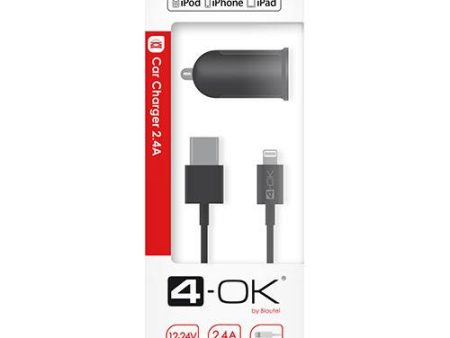 Carregador Isqueiro USB + Cabo Lightning 4-OK - Preto Online Sale