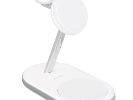 Epico Charging Stand - 3-i-1 15W Trådløs Oplader - MagSafe Kompatibel - Hvid Online now