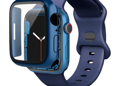 Apple Watch 4 5 6 SE (40mm) Epico Plastik Cover m. Indbygget Skærmbeskyttelse - Blå For Discount