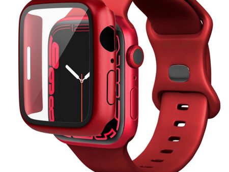 Apple Watch 4 5 6 SE (44mm) Epico Plastik Cover m. Indbygget Skærmbeskyttelse - Rød Sale