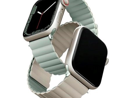 Apple Watch (42 44 SE 45 46 49mm) UNIQ Revix Magnetisk Vendbar Urrem - Sage   Beige on Sale