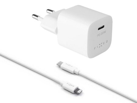 Fixed PD 20W USB-C Hurtig Vægoplader m. USB-C til Lightning Kabel - Hvid Fashion