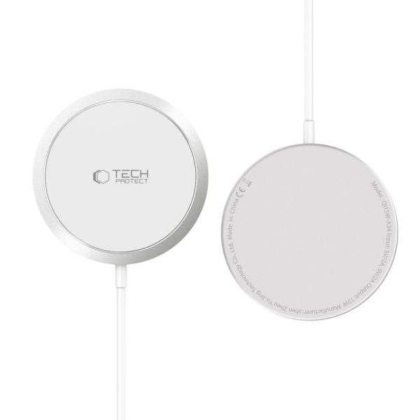 Tech-Protect A34 Trådløs Oplader 15W - MagSafe Kompatibel - Hvid Online