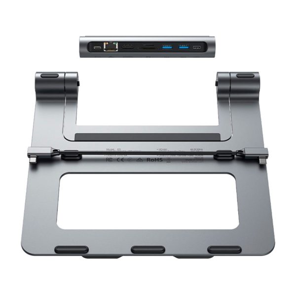 Acefast E5 Plus 8-i-1 Multiport USB-C Hub m. Laptop Stander - Space Grey Supply