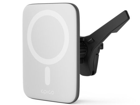 Epico Qi2 Mag+ Mobiloplader til Bil - 15W Trådløs Opladning - MagSafe Kompatibel - Hvid Online