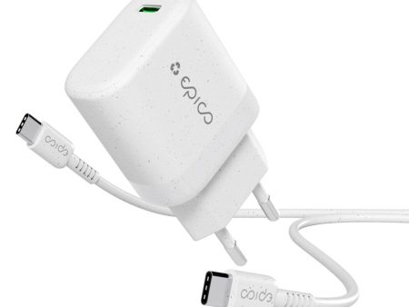 Epico Resolve USB-C Vægoplader PD 30W GaN m. USB-C til USB-C Kabel 1.2m  - Hvid Fashion