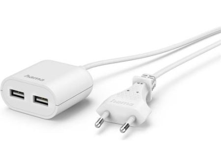 Extensão Elétrica Hama 2 USB-A 1.9m (223203) - Branco on Sale