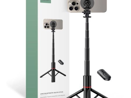 Tech-Protect L06S Kompakt Selfiestang m. Tripod & Bluetooth - MagSafe Kompatibel - Sort on Sale