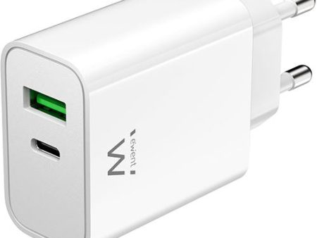 Carregador USB + USB-C Ewent EW1325 - Branco Discount