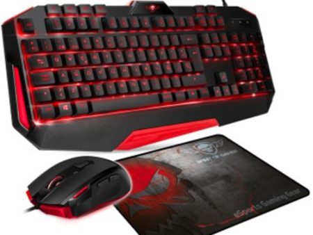 Kit Gaming 3 em 1 SOG: Teclado + Rato + Tapete Raro - Preto   Vermelho on Sale