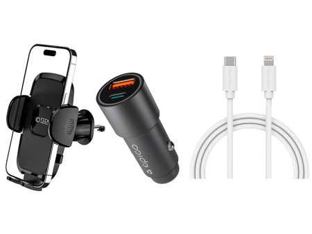 Kør-selv-ferie pakke 1 - inkl. Mobilholder   USB-C - Lightning Kabel   Biloplader Hot on Sale