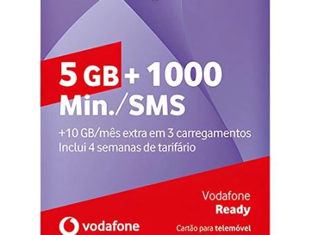 Pack Cartão Vodafone Ready 5GB +1000 Minutos  SMS - 2024 Online now