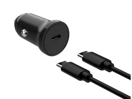 Fixed Biloplader - USB-C PD 20W m. USB-C til USB-C Kabel - Sort For Cheap