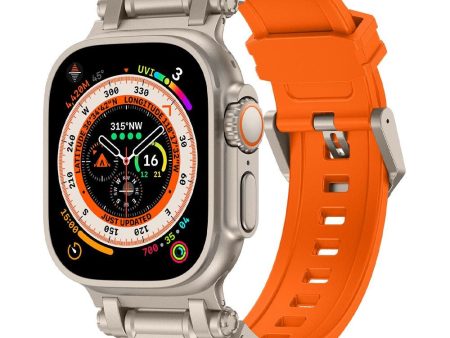 Apple Watch (42 44 SE 45 46 49mm) Tech-Protect Delta Pro Silikone Rem - Orange   Titanium Fashion